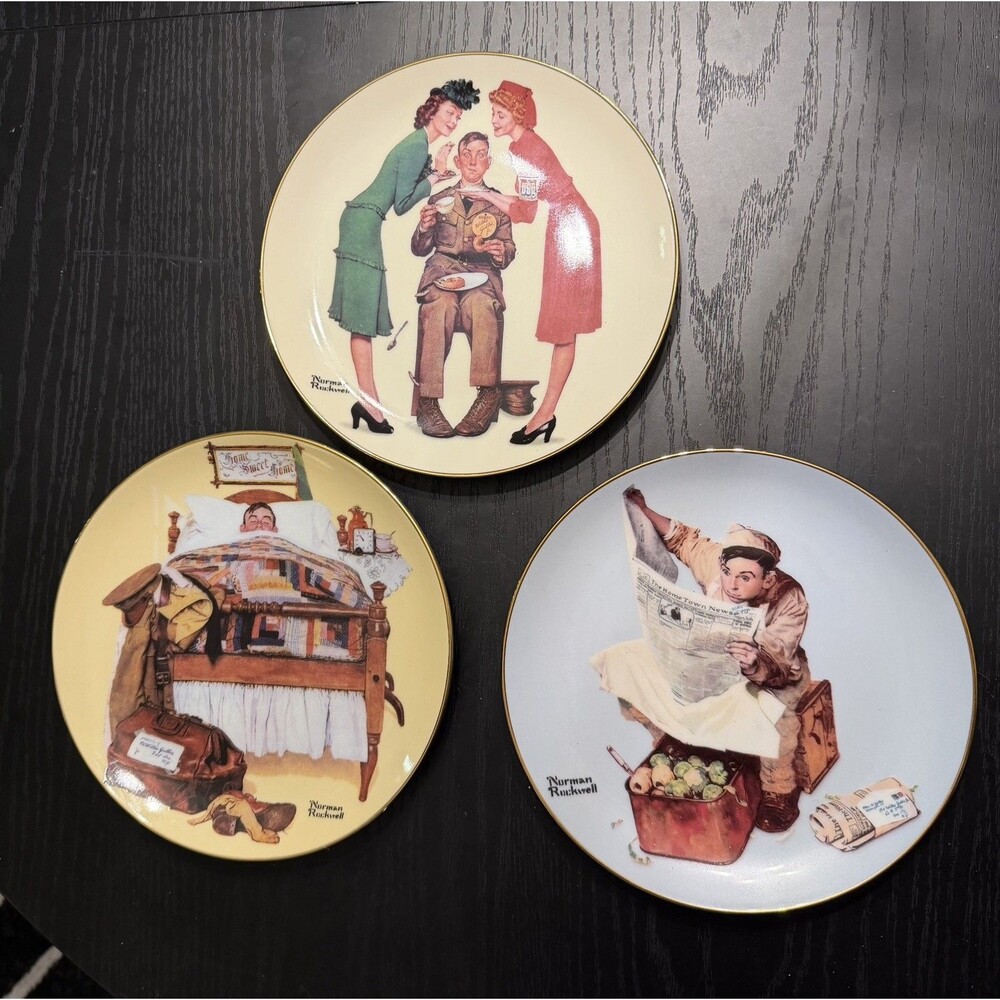 Vintage Set of 3 The Danbury Mint Norman Rockwell’s American Heroes Plates